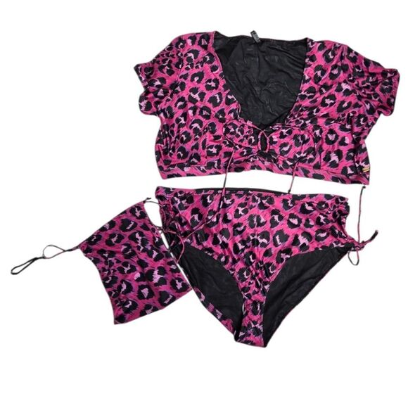 NEW Snag pink leopard As You Wish high waist bikini 2 piece swimsuit‎ G 20/22 - Picture 1 of 15